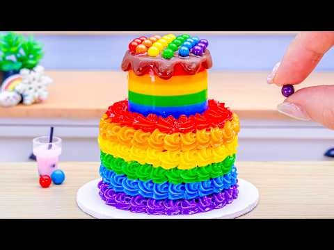 Mini Rainbow Cake Recipe With Chocolate | Amazing Rainbow Cake Decoration Idea by Sara Mini Cake