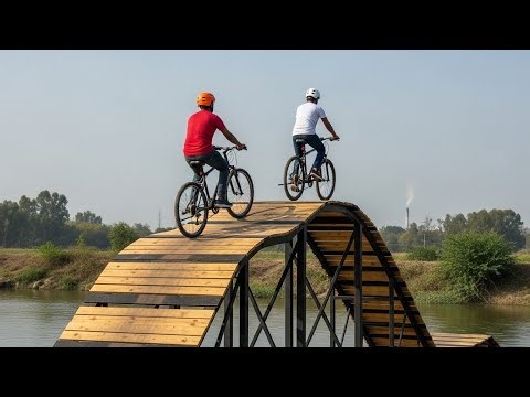 Extreme Wooden Ramp Cycling Challenge