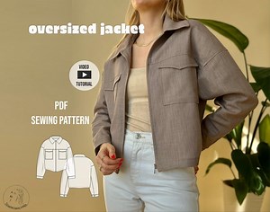 Oversized Jacket Jens PDF Sewing Pattern With Video Tutorial / Schnittmuster Oversized Jacke / - Etsy