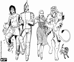 The characters of The Wizard of Oz coloring page printable game