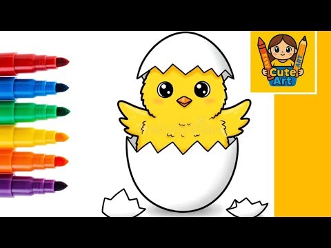 How To Draw a Chick Hatching from an Egg 🐣 Easy Step-by-Step Drawing for Kids