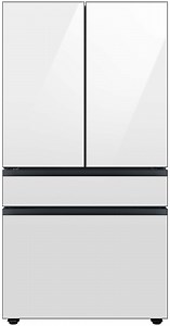 Samsung 23 Cu. Ft. Bespoke Counter Depth 4-Door French Door Refrigerator With Beverage Center 36-Inch Wide in White Glass - RF23BB860012AA