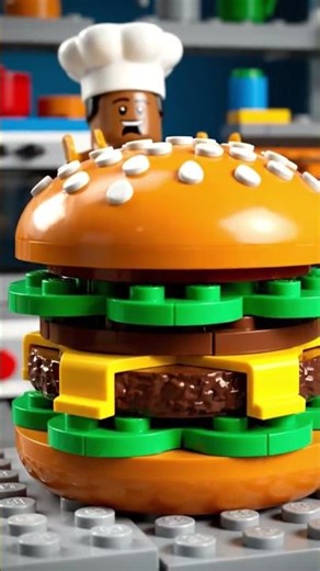 LEGO Chef Cooks the Weirdest Food Ever 🍔😳 #lego #satisfying #shorts