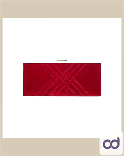 INC Women's Red Suede Chain Strap Clutch Handbag Purse