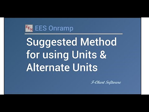 Suggested Method for using Units & Alternate Units