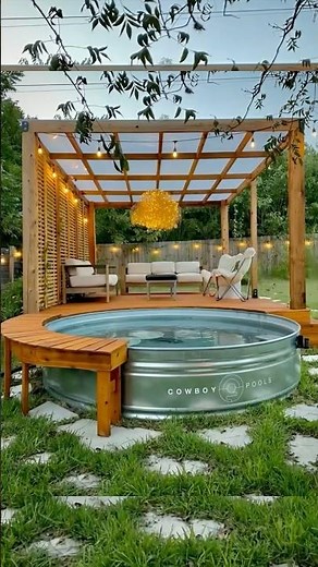 🚨DIY Build a Stock Tank Pool in Your Backyard!🌞💦 Easy Steps in description #diy #backyardideas