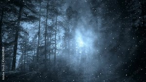 Blue Winter Night Background And Falling Snow