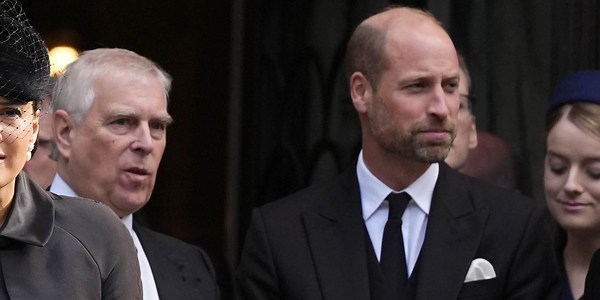 Prince William stands silent as Prince Andrew tries to chat with future King