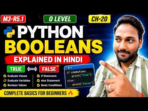 Python Booleans Explained in Hindi 🔥 | True False, if else & Variables Basics #python #olevel