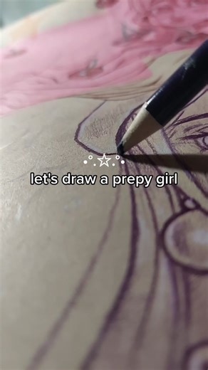 Drawing Process of a Preppy Girl on Toned Paper