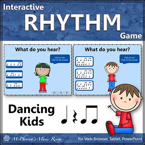 Interactive Rhythm Game Eighth Notes for Elementary Music {Dancing Kids}