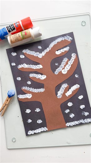 This winter tree craft is such a fun way to add texture to painting! Kids use pom poms to dab paint and create snowy branches and a wintery tree scene. It’s hands-on, calming, and great for building fine motor skills while making beautiful winter art. Easy to set up and perfect for toddlers and preschoolers during winter craft time. Comment WINTER TREE and I’ll send you this craft more winter art ideas for kids! ❄️🎨 | HApPy ToDdLeR PLaYTiMe