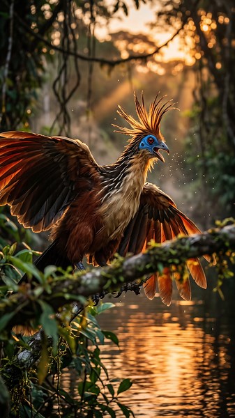 Hoatzin: The Bizarre "Stinkbird" With Claws on Its Wings Builds Its Nest Over Water 🦖🐦