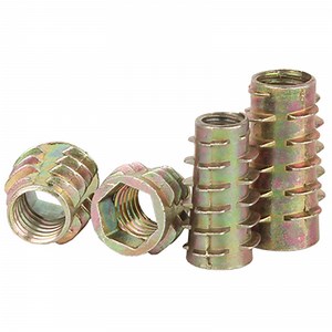 [Hot Item] E-Nut M4 M5 M6 M8 M10 Zinc Alloy Threaded Insert Nut Flange Type E Hexagon Head Furniture Bolt Fastener Wood