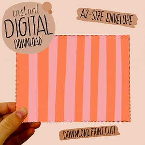 A2 PDF Printable Pink/orange Striped Envelope - Etsy UK