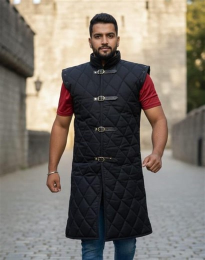 Medieval Half Sleeve Cotton Padded Gambeson : Aketon Viking Jacket, Father's Day Gifts | - Etsy