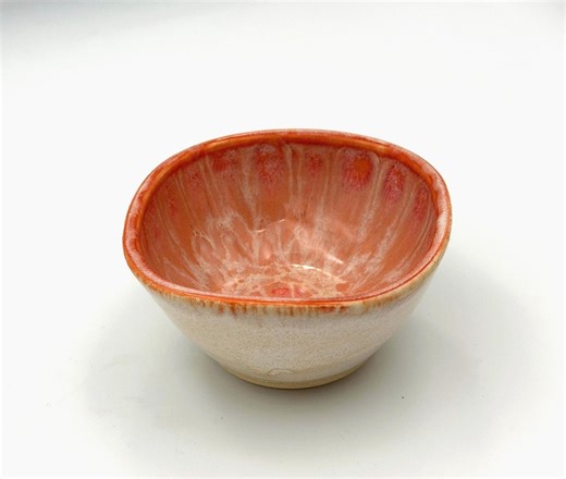 Small White and Peach Pattern Ceramic Bowl. Capacity 5-6 Oz - Etsy