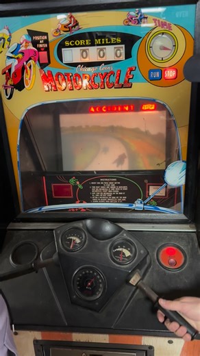 Knapp Arcade on Instagram: "1974 Chicago Coin Motorcycle 🏍️ electromechanical driving game. This actually was a barn find that will eventually go up to the main floor of the Church Arcade in Duquesne, PA. Chicago Coin released two versions of this game, one in 1970 and an improved one in 1974 with orange side art and a 3D marquee. The game even includes a blower motor that blows wind in the player’s face when the throttle is turned to simulate driving down the open road. This is sort of a newer