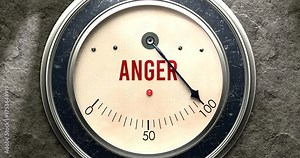 Anger meter that is hitting a full scale, showing rising levels of anger, overload of it, too much of it. Maximum value, off the charts.