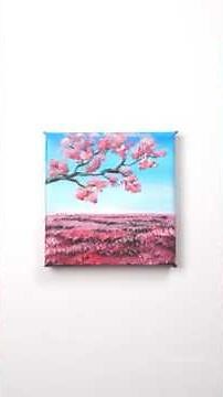 Mini-Kirschblütenbild auf Leinwand 🌸 Acryl Tutorial for beginners