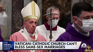 The Catholic Church will not bless same-sex marriages, the Vatican says. But it adds that the church should welcome gay people. “I think that LGBTQ people today more and more are leaving the church because of that mixed message,” New Ways Ministry’s Francis DeBernardo says. | CNBC