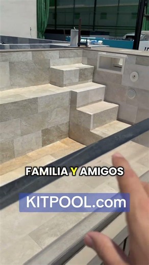 MIAMI DIY POOL 4.90x2.20 Vanilla exterior and SUNLIGHT interior, glass wall, bench and RGB LED li...