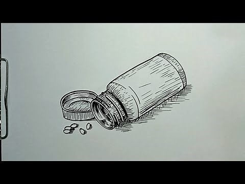 How to Draw Pills Bottle in Easy Steps