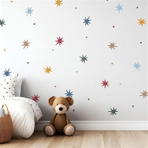 Whimsical Stars and Dots Fabric Wall Stickers: Peel and Stick Kids Nursery Decor, Removable & Repositionable - Etsy Australia