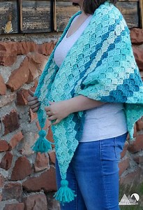 C2C Winter Shawl Free Crochet Pattern - Winding Road Crochet