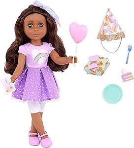 Glitter Girls – 14-Inch Birthday Doll – Brown Hair & Hazel Eyes – Birthday Party Accessories – Balloon, Toy Present & More – Toys for Kids 3 Years+ – Meera