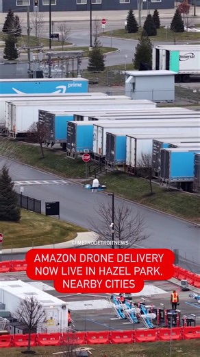 Amazon has launched its Prime Air drone delivery service in Hazel Park this month. The service operates from Amazon’s Hazel Park fulfillment center, located near 10 Mile Road and Dequindre Road. Drones can deliver packages weighing up to five pounds to homes within an estimated 7–8 mile radius of the facility. That delivery area could include parts of Hazel Park, Ferndale, Madison Heights, Royal Oak, Warren, areas of Detroit & more. Eligible customers in the coverage area may see a drone deliver