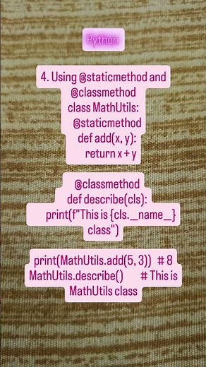 "Python @staticmethod & @classmethod 🐍 | Class-Level and Static Methods Explained"