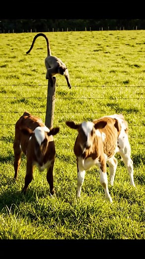 A Village Chase Monkey vs Calves #animals # monkey prank | ZooZoom