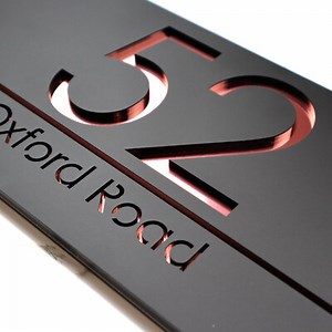 Door Signs House Number Laser Black Rose Gold Mirror House Numbers Plaques Sign  | eBay UK