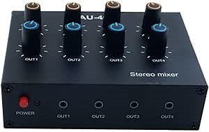4 Channel 3.5mm or 6.35mm TRS HiFi Audio Mixer Headphone Amplifier Switcher Splitter 4 in 4 out 4 in 2 out Mixer Controller for Cell Phones and Tablets External 4Port Audio Headphones Amplifier