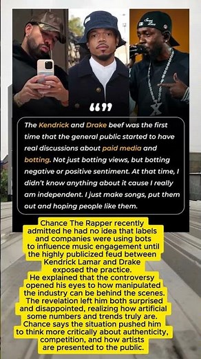 Chance The Rapper Shocked by Industry Bots.#chance #kendricklamar #drake #usa #rap #hiphop #shorts