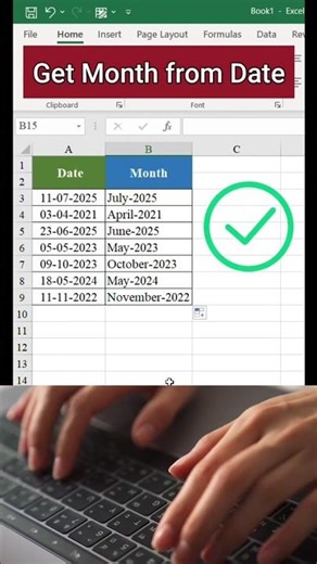 Get Month From Date in Excel #excel #spreadsheetmagic #excelshortcuts