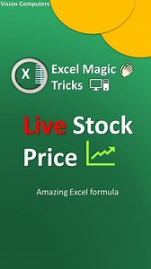 7.2K views · 24 reactions | Live Excel trick 勞 live stock prices in Excel ‼️ #excel #excelsheet #excelsheets #googlesheets #sheets #msexcel #excelhacks #Exceltips #exceltutorials #excelformulas #excelfunctions #msexcel #spreadsheets | Vision Computers | Facebook