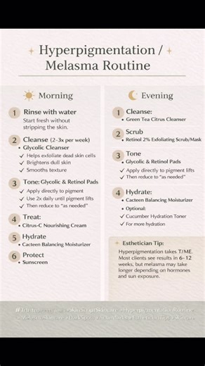 Nicole Restrepo on Instagram: "Hyperpigmentation / Melasma Homecare Protocol Skin Script 💜 If you’re struggling with dark spots, acne marks, sun damage, or melasma… your skincare routine needs the RIGHT combination of exfoliation, brightening, hydration, and SPF ☀️ Here’s what’s included in the Skin Script Hyperpigmentation Protocol and why it works: 🧼 Green Tea Citrus Cleanser ✔️ Removes excess oil + buildup ✔️ Packed with antioxidants ✔️ Helps brighten + refresh dull skin 🧼 Glycolic Cleanse