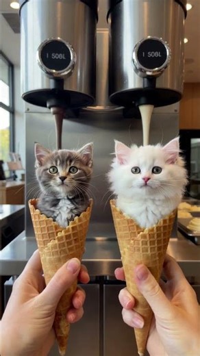 Cute Kittens Emerge From Ice Cream! 🍦🐱✨
