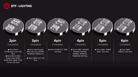 BTF-LIGHTING 4 Pin 10mm 0.39in Width Transparent Connector Kit,4pcs Gapless Solderless 8pcs Corner Connectors,4pcs 5.9in Long 22AWG Extension Wires,Support WS2815 WS2813 etc SMD LED Strip