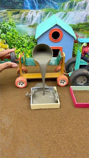 😱 Real Working Mini Tractor Making Cement Pillar | Amazing DIY Construction Machine 🚜 #shorts