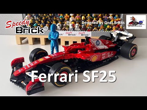 Lego Ferrari SF25 F1 car MOC by Gnat.Bricks in Icons/16th scale. Build and review.