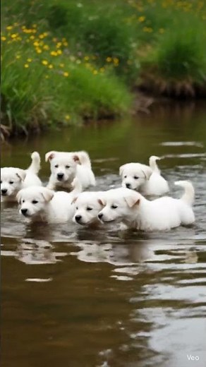Six Cute White Puppies Swimming in Water 🐶💦 | Adorable Puppy Short