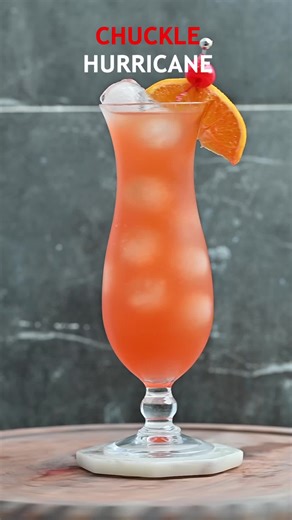 The Chuckle Hurricane is an amazing cocktail with a tropical taste! 🍹😄 Chuckle Rum is a fruit-flavored rum that is delicious and goes well with anything, making it a perfect match for the hurricane cocktail. 🍹🏝️ Recipe: Chuckle Hurricane 🌪️ * 2 oz. Chuckle 🍹 * 2 oz. dark rum 🥃 * 2 oz. passion fruit juice 🍍 * 2 oz. orange juice 🍊 * 1/2 oz. grenadine 🍒 * 1/2 oz. lime juice 🍈 * 1/2 oz. simple syrup 🍯 - Mix all the ingredients together, and enjoy the tropical delight! 🌴😋 #cocktail #bar