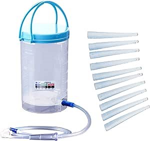 Reusable Enema Kit, MTSXDYT Complete Home Colonic Irrigation Kit, 1200ml Coffee Enema Bucket Kit - Suitable for Coffee, Water Therapy - Includes 10 Pack 10cm Replacement Nozzles