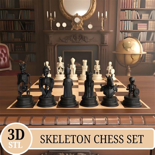 Skeleton Chess Set STL – Gothic 3D Printable Chess Pieces – Horror Themed Board Game Files - Etsy Canada