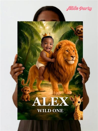 🦁🌿 Jungle Wild One Birthday Welcome Sign – Party Decoration Ideas