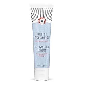 First Aid Beauty Pure Skin Face Cleanser, Sensitive Skin Cream Cleanser with Antioxidant Booster, 5 oz.