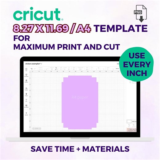 A4 Cricut Print Then Cut Template: Maximize Material Use (PNG Download) - Etsy
